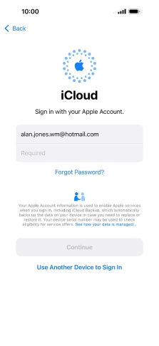 Press Required and key in the password for your Apple ID.