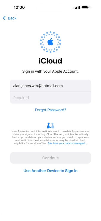 Press Required and key in the password for your Apple ID.