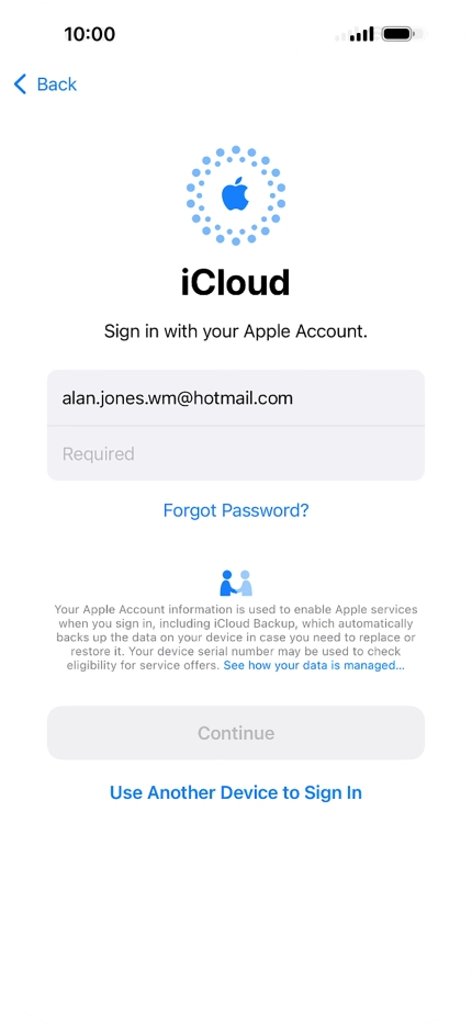 Press Required and key in the password for your Apple ID.