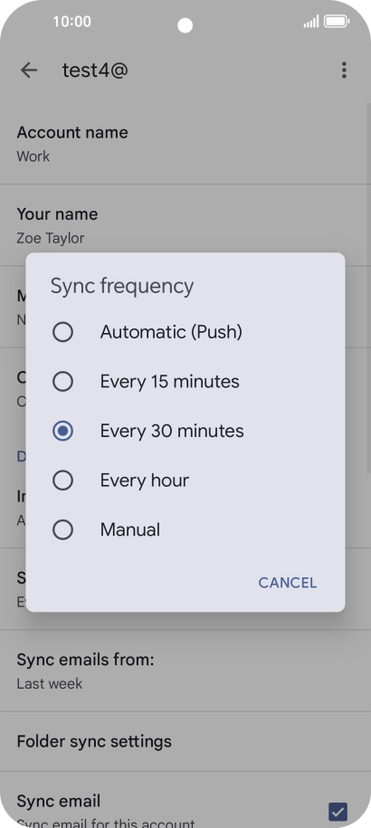 Press the required setting.