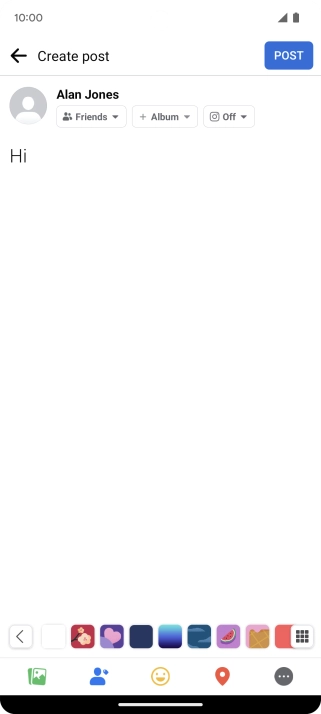 Write the required text and press POST.