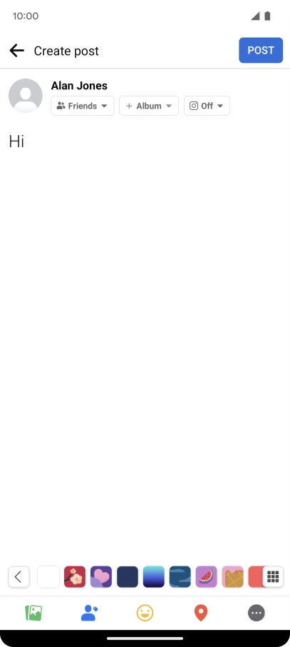 Write the required text and press POST.