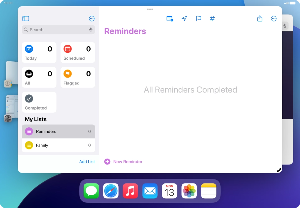 Press the required application in Dock and drag it to the required location on the screen.