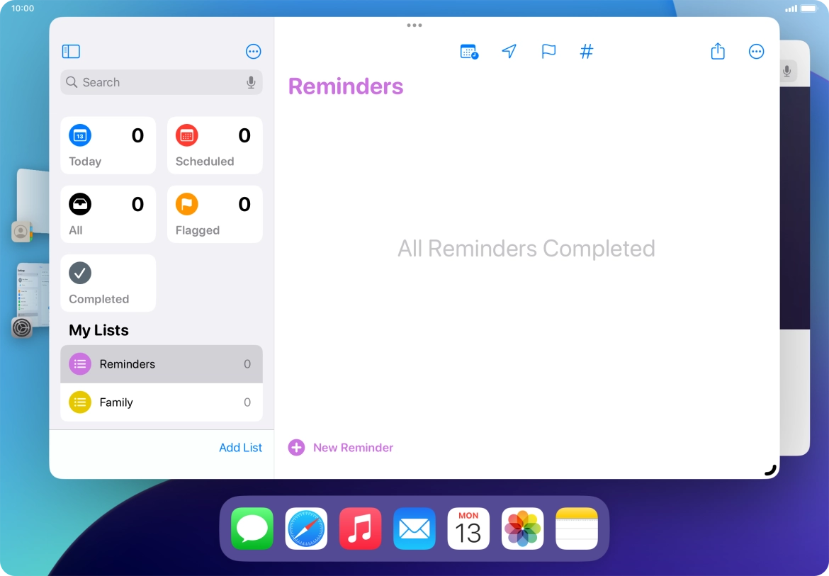 Press the required application in Dock and drag it to the required location on the screen.