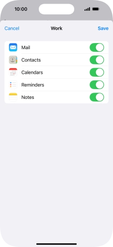 Press the indicators next to the required data types to turn synchronisation of each data type on or off.