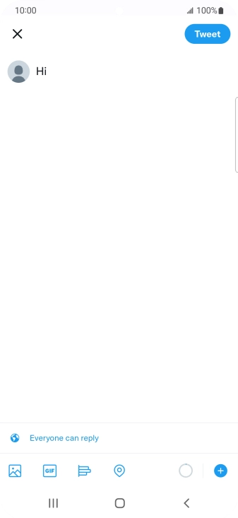 Write the required text and press Tweet. Write the required text and press Tweet.