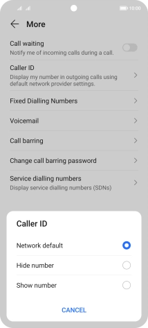 Press Show number to turn on caller identification.