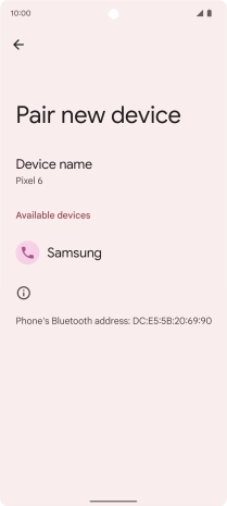 Press the required Bluetooth device and follow the instructions on the screen to pair the device with your phone. Press the required Bluetooth device and follow the instructions on the screen to pair the device with your phone.