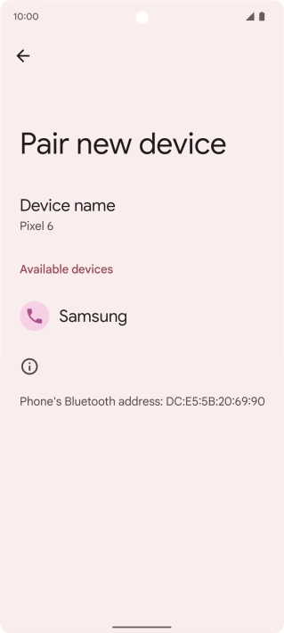 Press the required Bluetooth device and follow the instructions on the screen to pair the device with your phone. Press the required Bluetooth device and follow the instructions on the screen to pair the device with your phone.