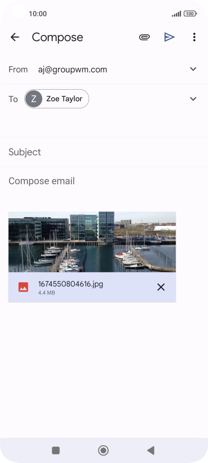 Press Subject and write the subject of your email message.