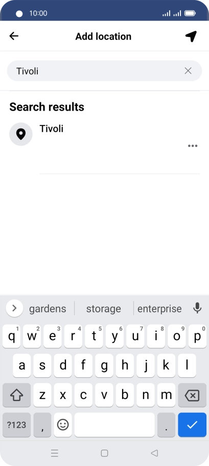 Press the required location.