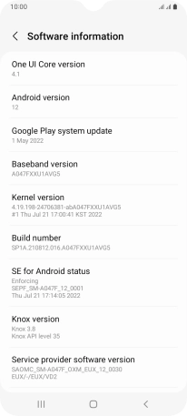 Your phone's software version is displayed below Android version.