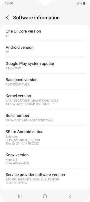 Your phone's software version is displayed below Android version.