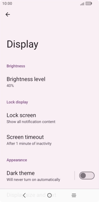 Press Brightness level.