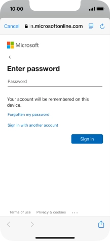 Press Password and key in the password for your email account.