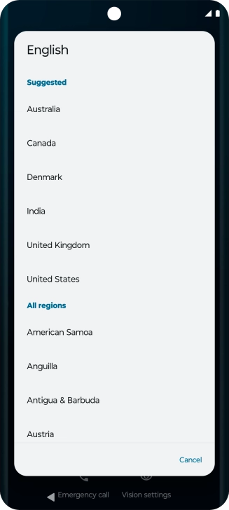 Press the required country.