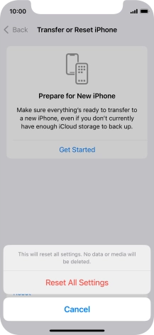 Press Reset All Settings. Press Reset All Settings.