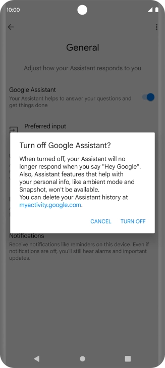 If you turn off the function, press TURN OFF.