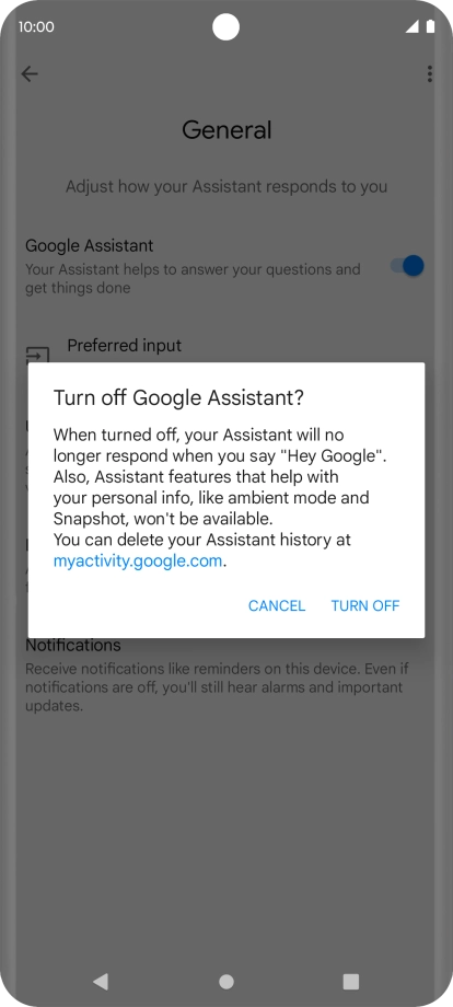 If you turn off the function, press TURN OFF.