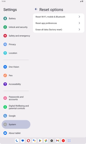Press Erase all data (factory reset).