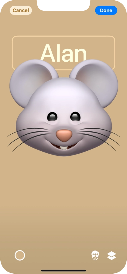 Press the name field and follow the instructions on the screen to select the required font and colour for your name on the Contact Poster. Press the name field and follow the instructions on the screen to select the required font and colour for your name on the Contact Poster.