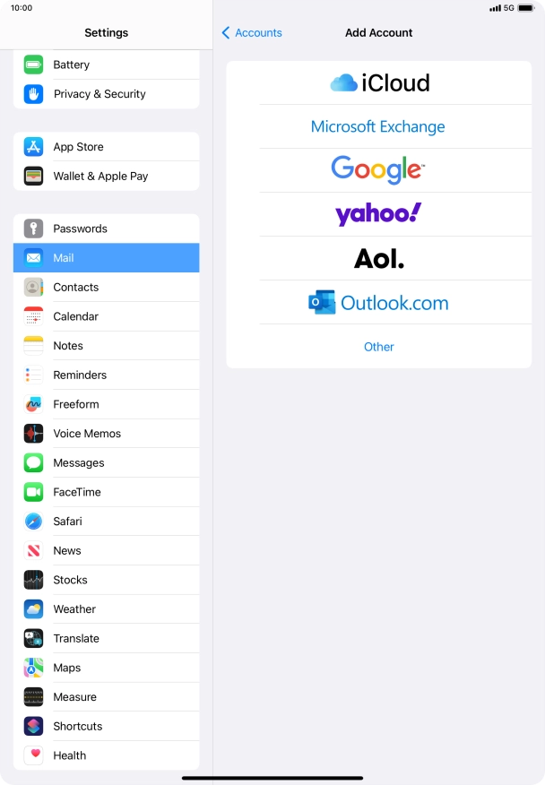 Press Microsoft Exchange.