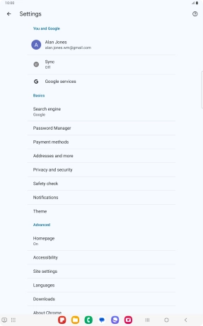Press Privacy and security.