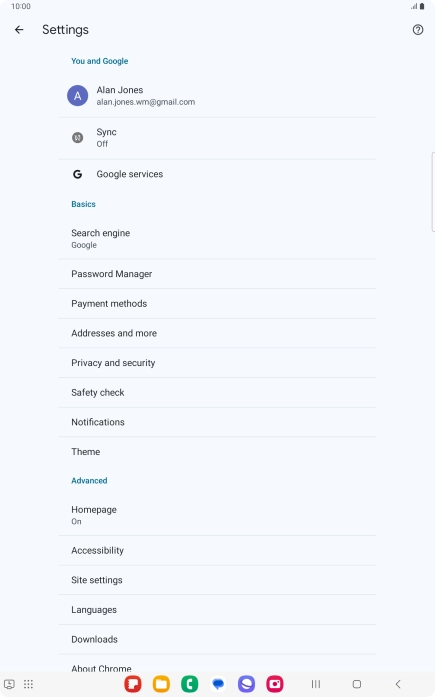 Press Privacy and security.