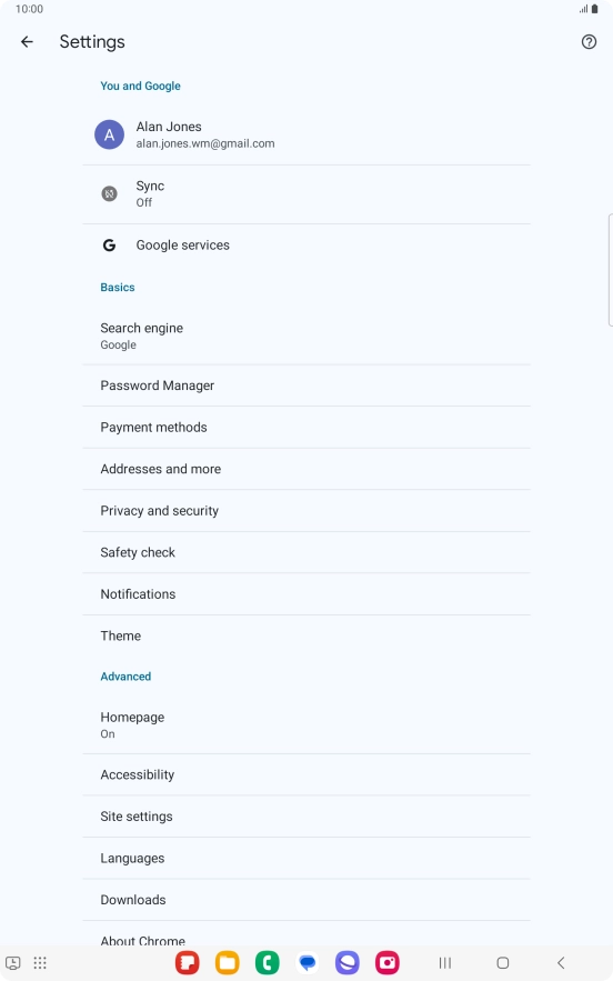 Press Privacy and security.