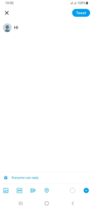 Write the required text and press Tweet.