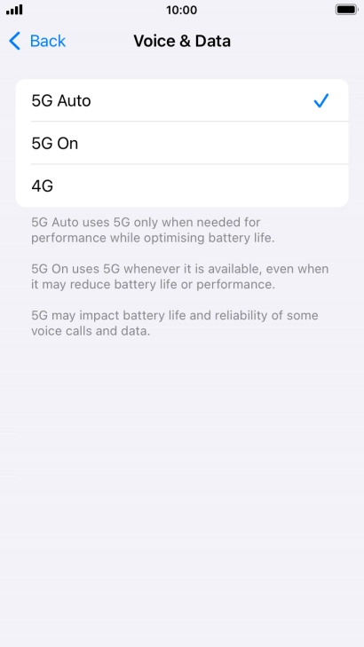 To turn on automatic switch between 5G and 4G, press 5G Auto.