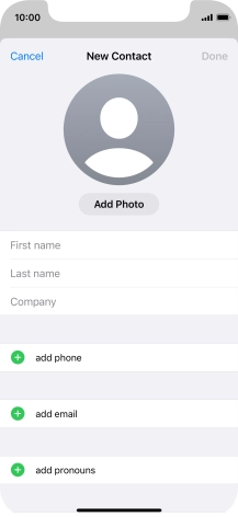 Press First name and key in the first name. Press First name and key in the first name.