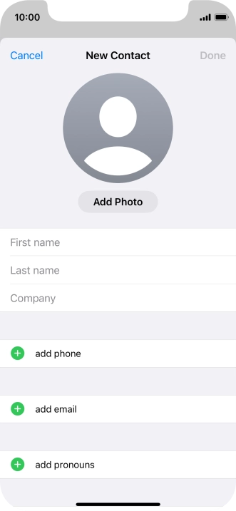 Press First name and key in the first name. Press First name and key in the first name.
