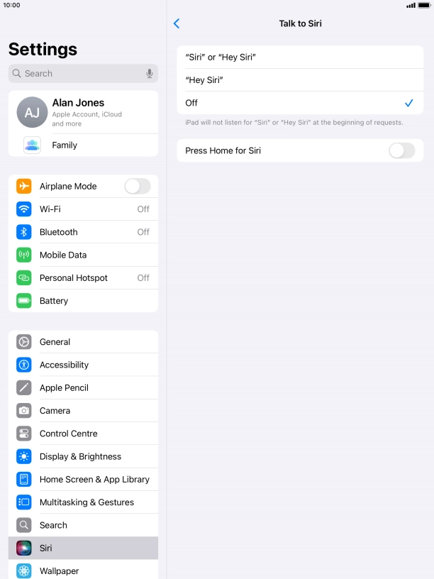 Press the indicator next to 