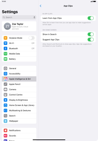 Press the indicators next to the required settings to turn them on or off.