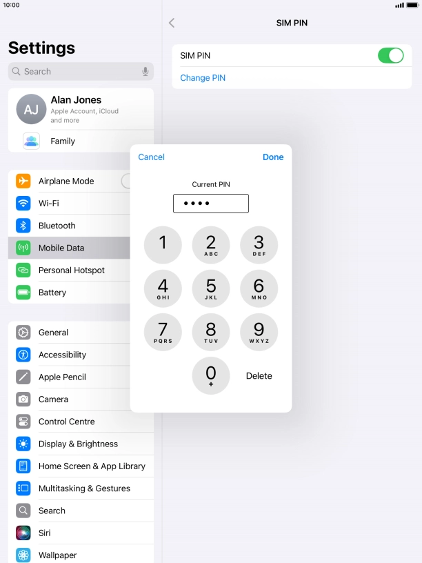 Key in your current PIN and press Done. Key in your current PIN and press Done.