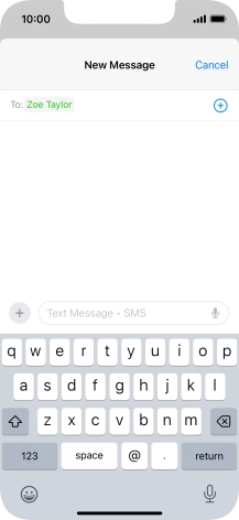 Press the text input field and write the text for your text message.