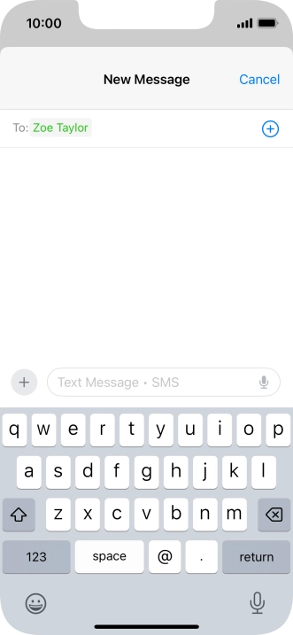 Press the text input field and write the text for your text message.