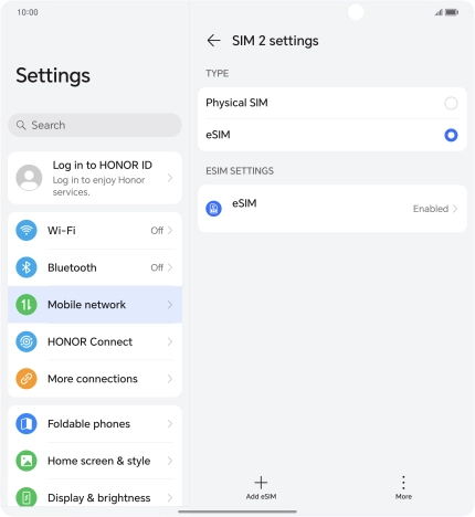 Press the required eSIM.
