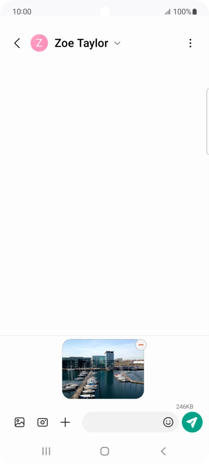 Press the text input field and write the text for your picture message.