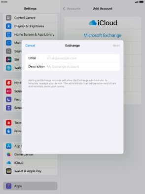 Press Email and key in your email address.