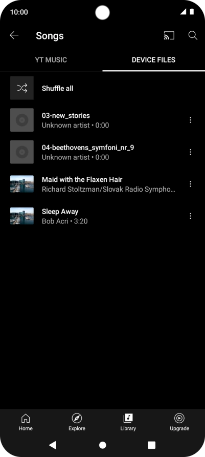 Press the required audio file. Press the required audio file.