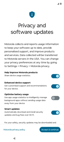 Press the indicators next to the required settings to select them.