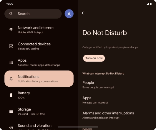 Press Turn on now to turn the function on or off. Press Turn on now to turn the function on or off.