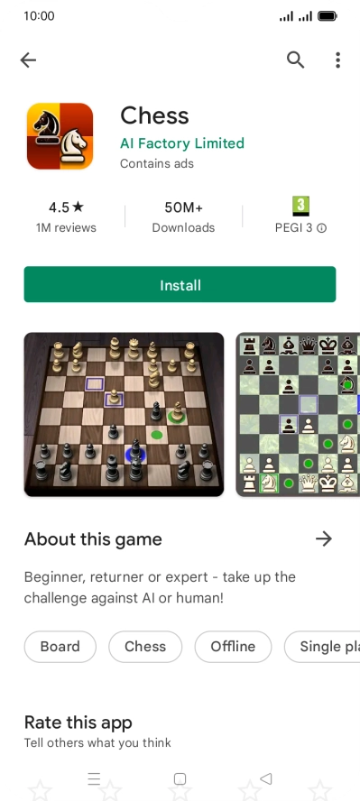 Press Install and follow the instructions on the screen to install the app.