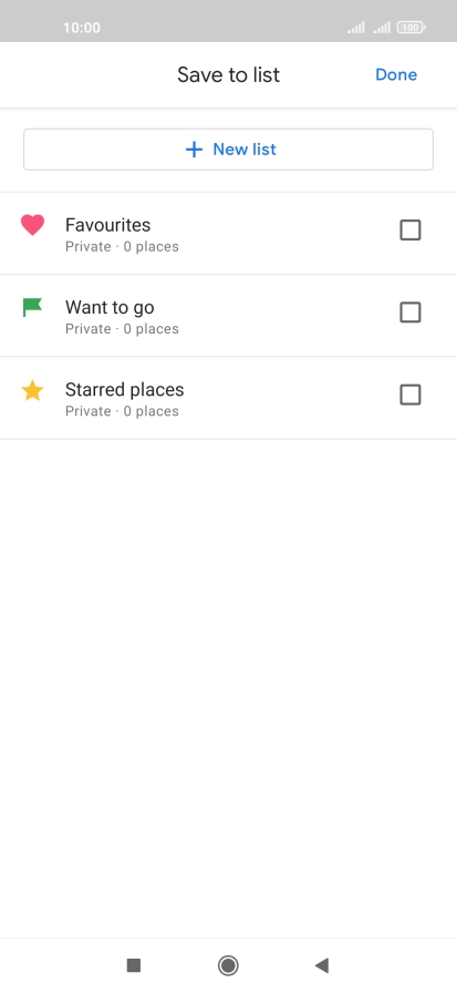 If you select New list, follow the instructions on the screen to create a new list.