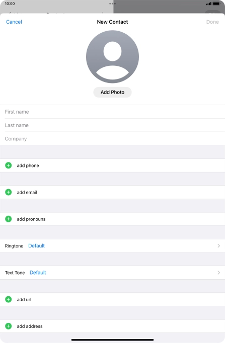 Press First name and key in the first name.