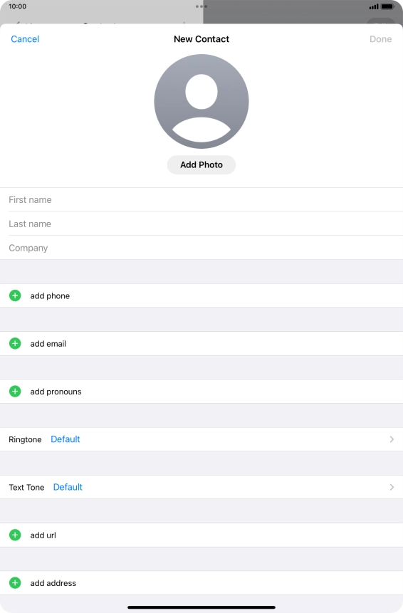 Press First name and key in the first name.