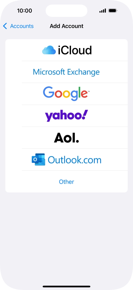 Press Microsoft Exchange.