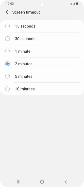 Press the required setting.